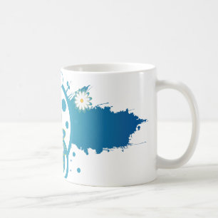 De Café Caneca azul do respingo da pintura da flor