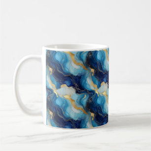 De Café Caneca Azul Dourada Decorativa Mármore