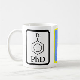 De Café Caneca azul e Dourado da molécula do PhD