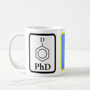 De Café Caneca azul e Dourado da molécula do PhD