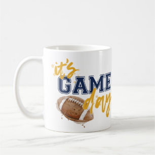 De Café Caneca azul e Dourado do dia do jogo