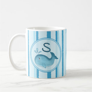 De Café Caneca Baleia Bebê Fofa Listras Azuis