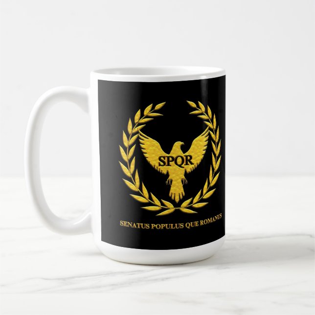 De Café Caneca Básica (Basic Mug) Águia Romana em Preto (Esquerda)