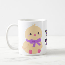 De Café Caneca Bebê Frango Sentado Kawaii com Laço Roxo