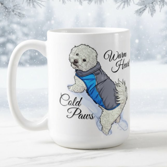 De Café Caneca Bichon Frise Neve Coração Quente (Criador carregado)