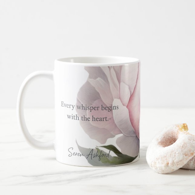 De Café Caneca Blush bloom com palavras sussurradas (Com Donut)
