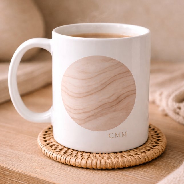 De Café Caneca Blush Stone Ripple (White ceramic paired with a blush stone accent for everyday sipping.)