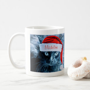 De Café Caneca bonito do gato do Natal, personalizada