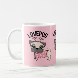 De Café Caneca bonito do rosa do Pug do amor