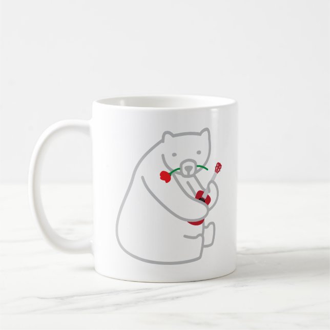 De Café Caneca bonito do urso polar do Ukulele eu te amo (Esquerda)