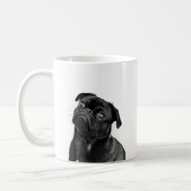 De Café Caneca bonito preta do Pug (Esquerda)
