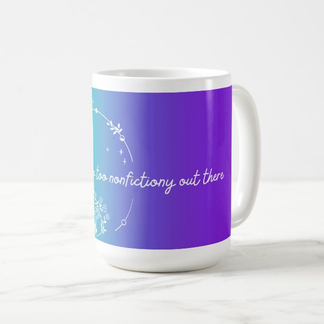 De Café Caneca Bookish É Muito Sem Ficção Lá Fora, Azul (Frente Esquerda)