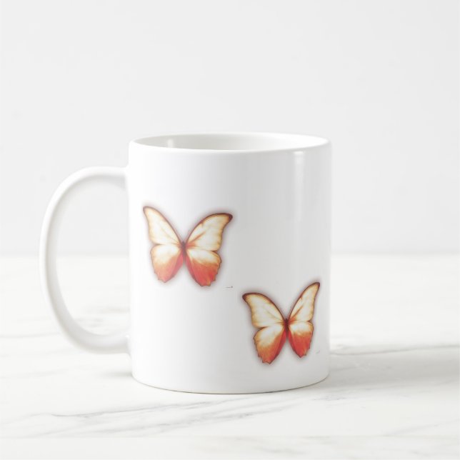 De Café Caneca Borboleta Dourada Laranja Suave (Esquerda)