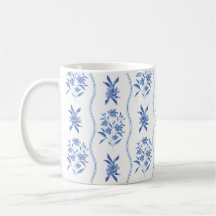 Caneca Botânica Azul e Branco