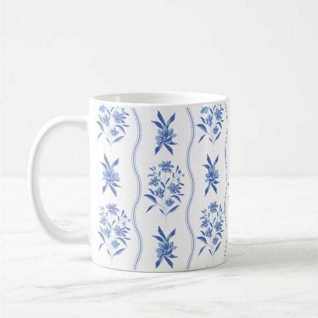 De Café Caneca Botânica Azul e Branco (Esquerda)