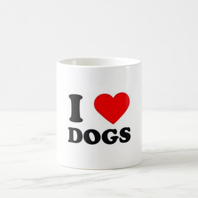 De Café Caneca branca clássica 325 ml Designer amo Dogs (Centro)
