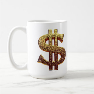 DE CAFÉ CANECA BRANCA CLÁSSICA - CIFRÃO/TOM OURO