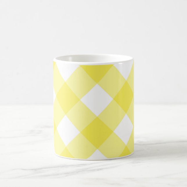 De Café Caneca branca clássica da xadrez amarela da (Centro)