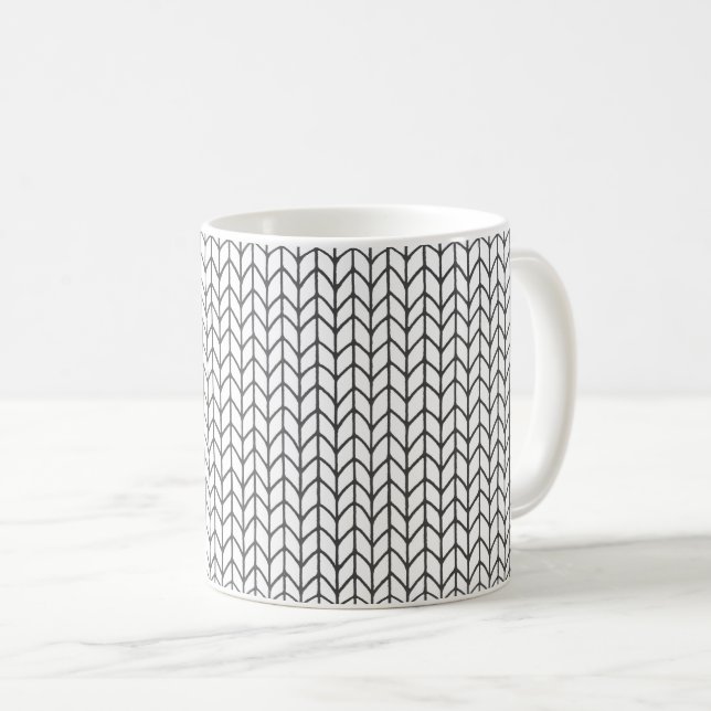 DE CAFÉ CANECA BRANCA COM ESTAMPADO BLACK LINE KNIT (Frente Esquerda)