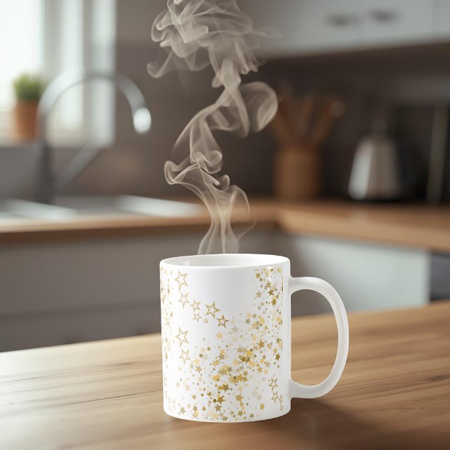 De Café Caneca branca com estrelas douradas (Criador carregado)