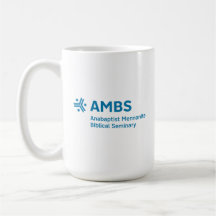 Caneca branca com logotipo AMBS azul