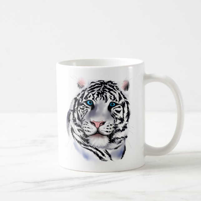 De Café Caneca branca da cara do tigre (Direita)