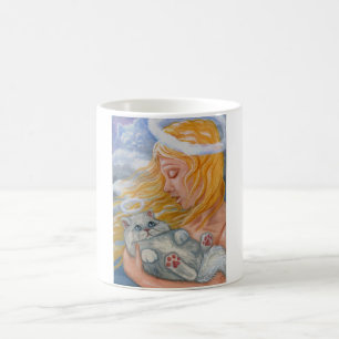 De Café Caneca branca do anjo do gato persa do CÉU do CAT