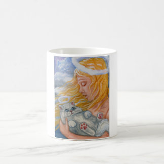 De Café Caneca branca do anjo do gato persa do CÉU do CAT