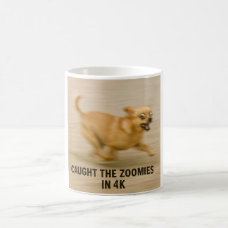 De Café caneca cachorro correndo engraçado