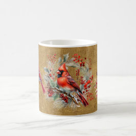 De Café Caneca Cardeal Vermelho e Dourado