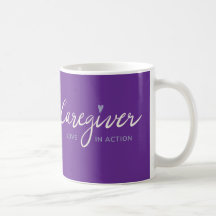 Caneca Caregiver Love In Action com coração roxo