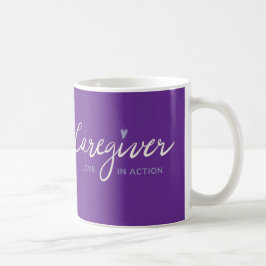 De Café Caneca Caregiver Love In Action com coração roxo