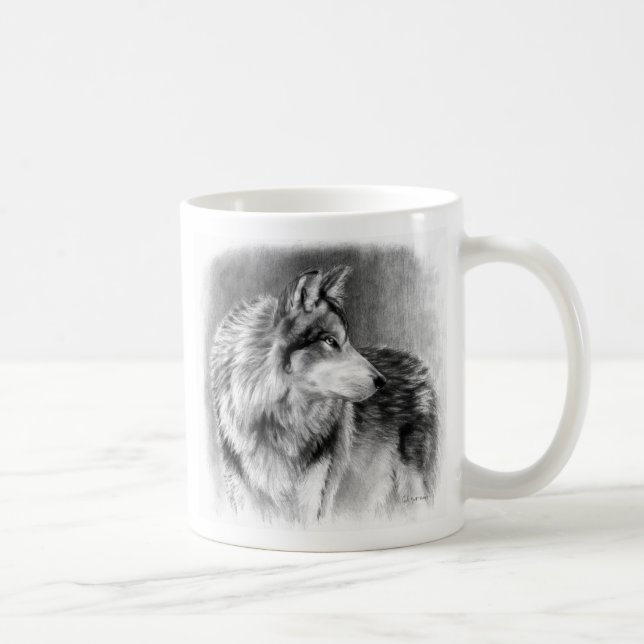 De Café Caneca cautelosa do lobo dos olhos (Direita)