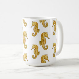 DE CAFÉ CANECA CAVALOS-MARINHOS DORADOS