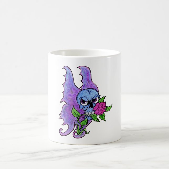 De Café Caneca Caveira e Rosa Tatuagem Flash Caveira Psyko (Centro)