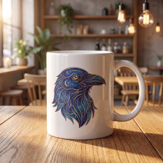 De Café Caneca Celestial Raven Dourado Arte Linear Lua & E