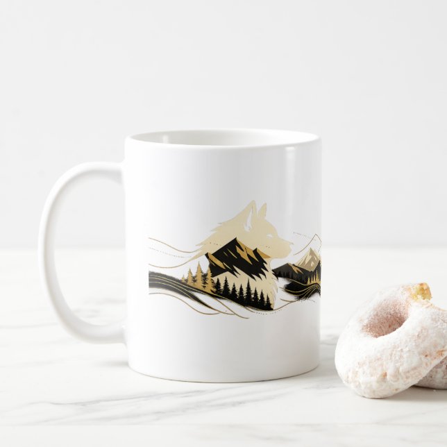 De Café Caneca Cena da Montanha Linha Áurea do Lobo (Com Donut)