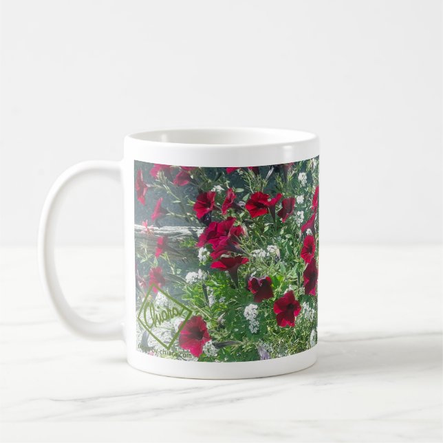 De Café Caneca cerâmica com Petunias (Esquerda)