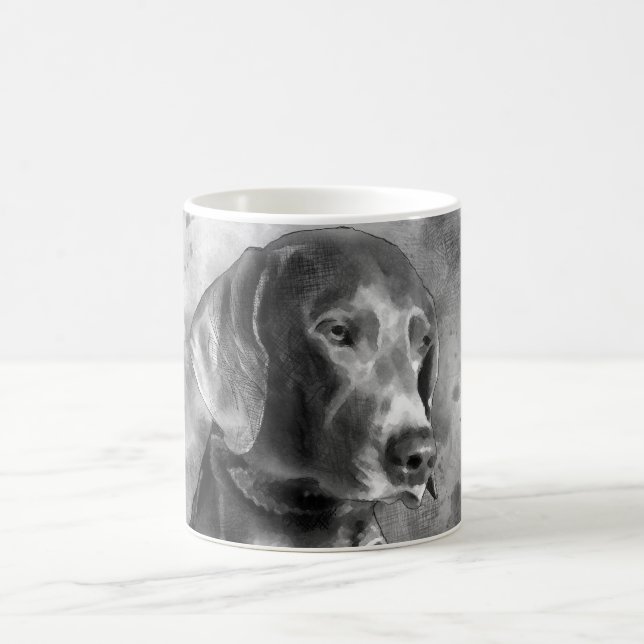 DE CAFÉ CANECA CERÂMICA DA AQUARELA WEIMARANER BW (Centro)