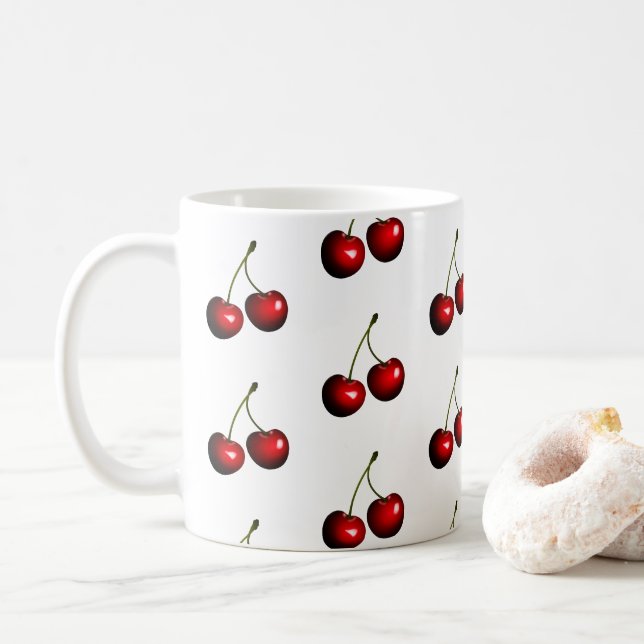 De Café Caneca Cerejas Vermelhas Doces (Com Donut)