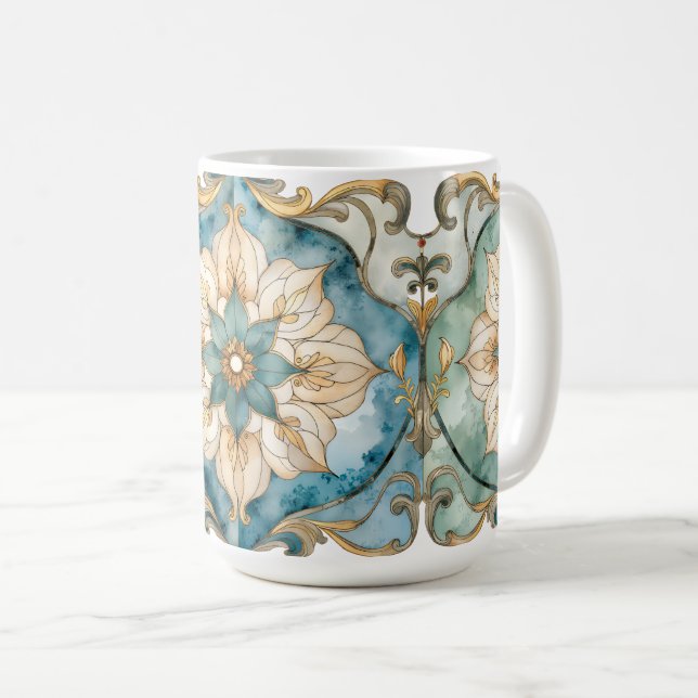 De Café Caneca Cerulean Bloom Tapestry (Frente Esquerda)