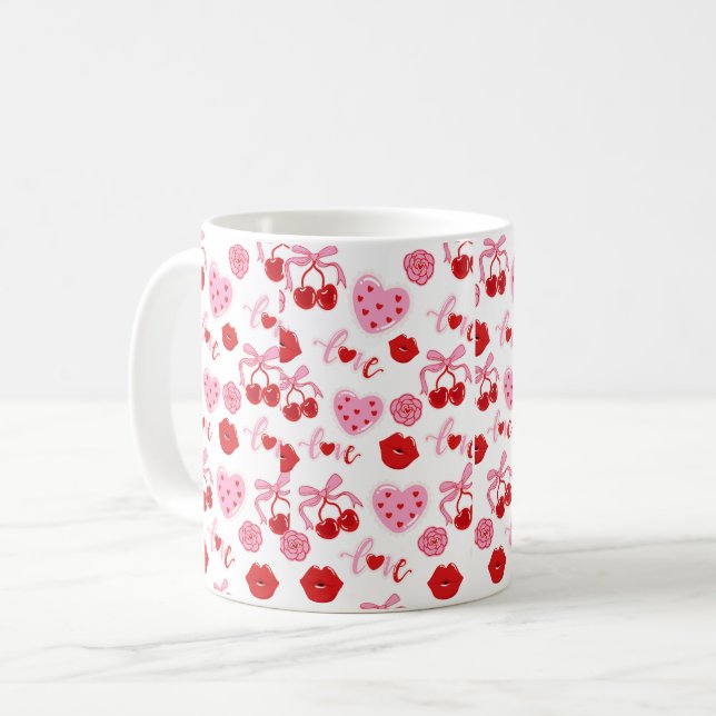 De Café Caneca Cherry Clube – Caneca Estética Fofa (Frente Esquerda)