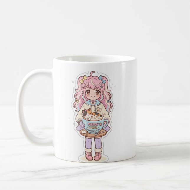 De Café Caneca Chibi Anime Girl Kawaii Neko Cafe (Esquerda)