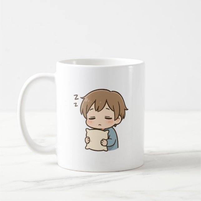 De Café Caneca Chibi “Sonolento” Humor Diário (Esquerda)