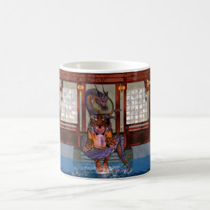 De Café Caneca chinesa do dragão e do tigre, ano do tigre