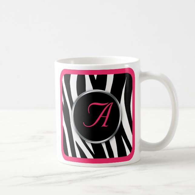 De Café Caneca chique do monograma do rosa da baga do (Direita)