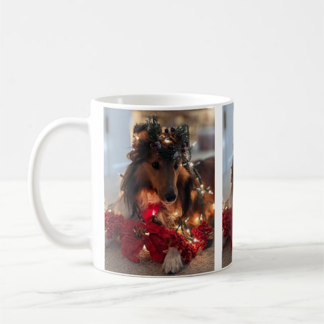 De Café Caneca Christmas Sheltie (Esquerda)