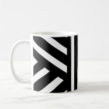 Caneca Clássica Abstrata/Listras Preto e Branco