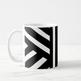 De Café Caneca Clássica Abstrata/Listras Preto e Branco