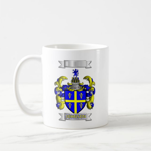 De Café Caneca Clássica Apelido e Escudo da Família Johnso (Esquerda)